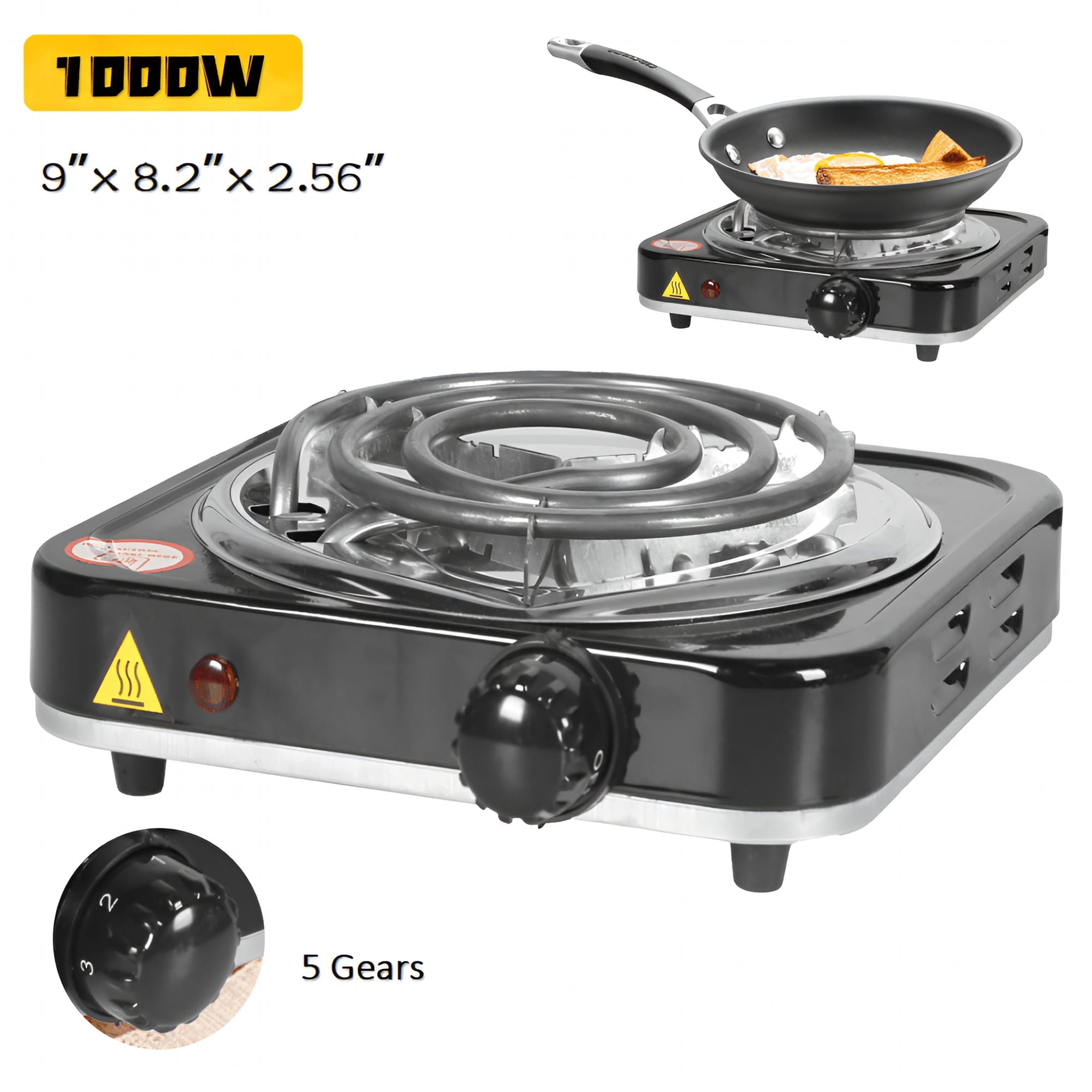HIBIBUD 1000W Single Burner, Portable Electric Cooktop Camping Stove Mini Hot Plate Heating
