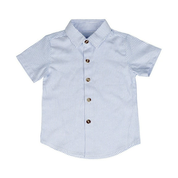 Lenpel Children Button down Shirts Girls Boys Striped Short Sleeve Collared Casual Blouses 3-11 Y Summer Casual Clothes