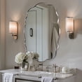 thumbnail image 6 of ANDY STAR Chrome Vintage Scalloped Mirror - 30x40 Inch Retro Bathroom Mirror, Unique Irregular Oval Wavy Mirror with Heavy Duty Metal Frame, 6 of 9