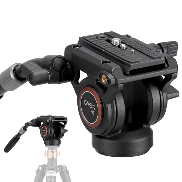 Trípode de vídeo con cabezal fluido Cayer H8, metal pesado, 6 kg