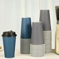 thumbnail image 4 of Tazas de café LITOPAK de papel de 16 onzas, paquete de 100 con tapas, azul/gris, 4 of 7