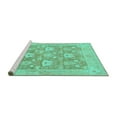 thumbnail image 2 of Ahgly Company Machine Washable Indoor Round Oriental Turquoise Blue Traditional Area Rugs, 8' Round, 2 of 4