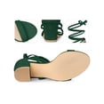 thumbnail image 2 of BLISSFUL STEP Lace Up Strappy Block Mid Heels Sandals for Women Green (Size 6), 2 of 5