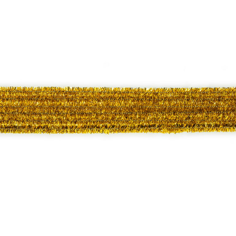 12 Packs: 100 ct. (1,200 total) Gold Glitter Chenille Pipe