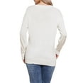 thumbnail image 3 of INSPIRE CHIC V Neck Sweater for Women's Casual Long Sleeve Lightweight Pullover Soft Knitted Tops XS Beige, 3 of 6