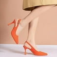 thumbnail image 5 of Pointy Toe Heels for Women, Slingback Court Shoes Heel, Ladies Pumps Ankle Strap Dress Sandals, Suitable for Shopping, Attending Events and Other Occasions. (Orange Size 40), 5 of 7