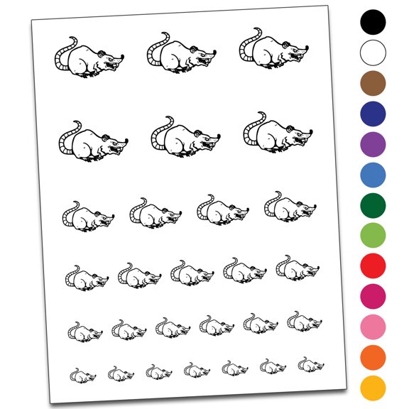 Evil Scheming Rat Rodent Water Resistant Temporary Tattoo Set Fake Body Art Collection - Red
