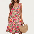thumbnail image 2 of Uaswgudfs Sleeveless Floral Embellished Midi Dress for Women - Summer Casual Sundress with Functional Pockets & Flowy Tank Design, 2 of 5