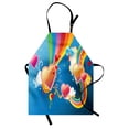 thumbnail image 1 of Vintage Rainbow Apron Funky Illustration of Heart Shapes Floral Elements Clouds Valentines Love, Unisex Kitchen Bib Apron with Adjustable Neck for Cooking Baking Gardening, Multicolor, by Ambesonne, 1 of 3