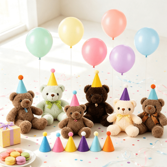 Mini Party Hats for Pets, Soft Non-Woven Birthday Cones with Balloons for Cats and Small Dogs