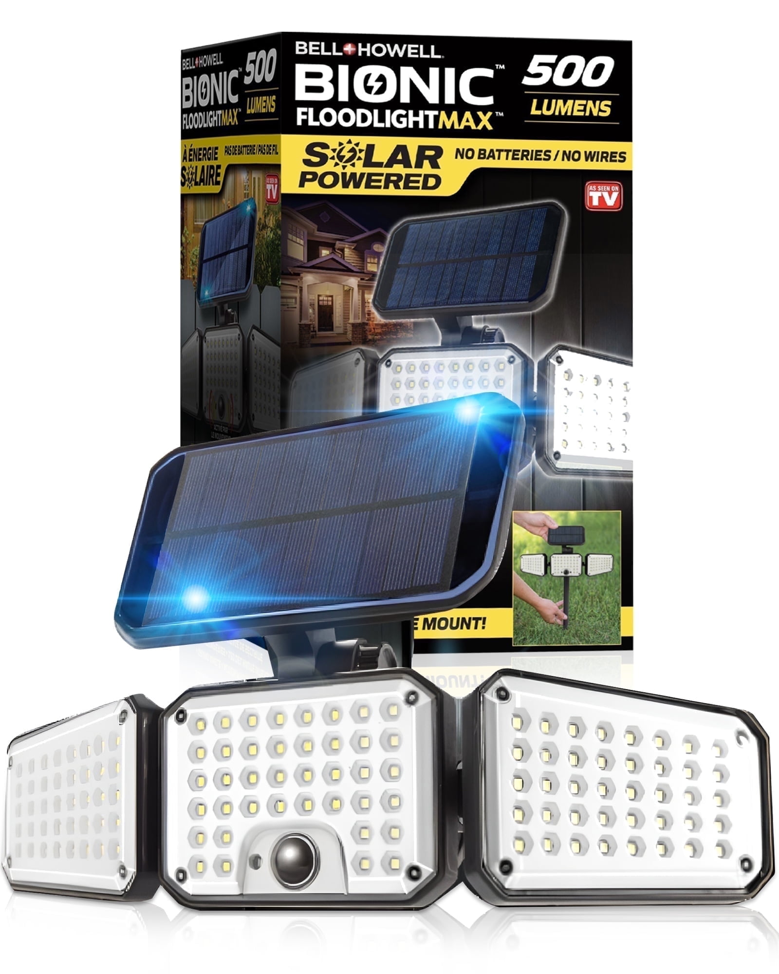 Bell + Howell Bionic Solar Flood Light, 500 Lumens, Motion Sensor photo 1