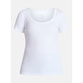 thumbnail image 6 of Time and Tru Women's Ribbed Scoop Neck Tee with Short Sleeves, Sizes XS-XXXL, 6 of 6