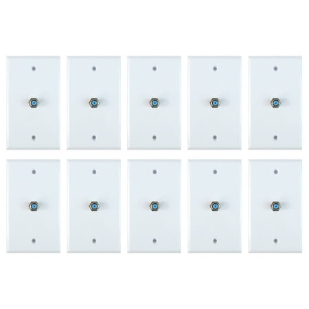 10 Pack White Coax Cable 3Ghz Wall Plate CATV SATV F81 5Mhz HDTV RG6