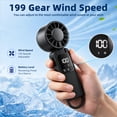 thumbnail image 4 of Handheld Fan 6000mAh, Portable Neck Hanging Fan with 199 Adjustable Speeds, USB Rechargeable Personal Cooling Fan, Lightweight 7.4oz Travel Fan for Outdoor Office and Home, Black, 1PC, 4 of 7