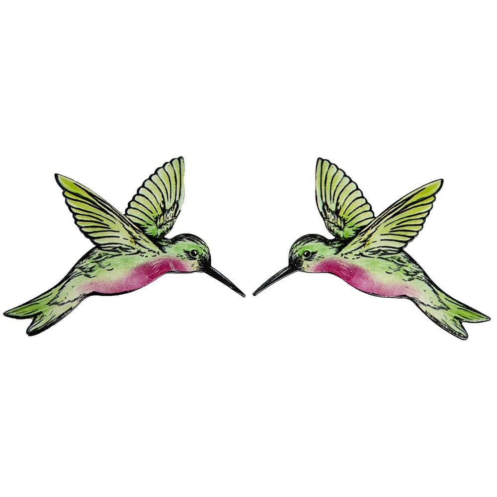 3 Inch Hummingbird Metal Screen Door Saver 2 Piece Set (Pink