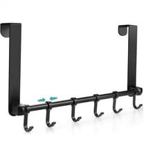 Over The Door Hooks Clothes Rack Adjustable 6 Hooks, NOGIS Heavy Duty Door Hanger Hook Hat Organizer for Bathroom, Bedroom & Front Door for Hanging Coat, Towel Hat Purse and More (Black)