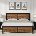 thumbnail image 3 of VECELO Full Size Metal Platform Bed Frame with Wooden Headboard and Footboard, Industrial Style Full Bed, No Box Spring Needed, Easy to Assemble, Rustic Brown, 3 of 16