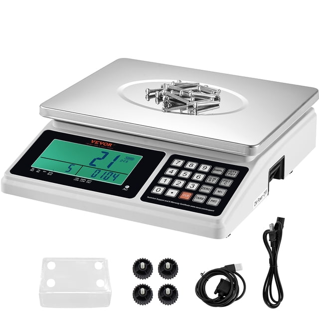 VEVOR Báscula de conteo industrial, 30 kg x 1 g, báscula digital para piezas y monedas, unidades g/kg/lb, báscula electrónica de gramos, báscula de conteo de inventario