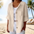 thumbnail image 2 of IMENGL Fashion Casual Comfortable Sweatshirt 3/4 Long Sleeve With Pocket Beige XXXL, 2 of 7