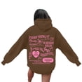 thumbnail image 4 of TrendOFT Womens Bow Graphic Hoodies Cute Oversized Sweatshirt for Girls Pretty Y2K Long Sleeve Hooded Pullover Tops Streetwear Coffee XL, 4 of 8
