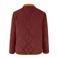 thumbnail image 4 of Women's Quilted Puffer Jacket Lapel Button down Padded Lightweight Coats Long Sleeve Outerwear with Pockets New Fall Jackets for Women Windproof Red M, 4 of 8