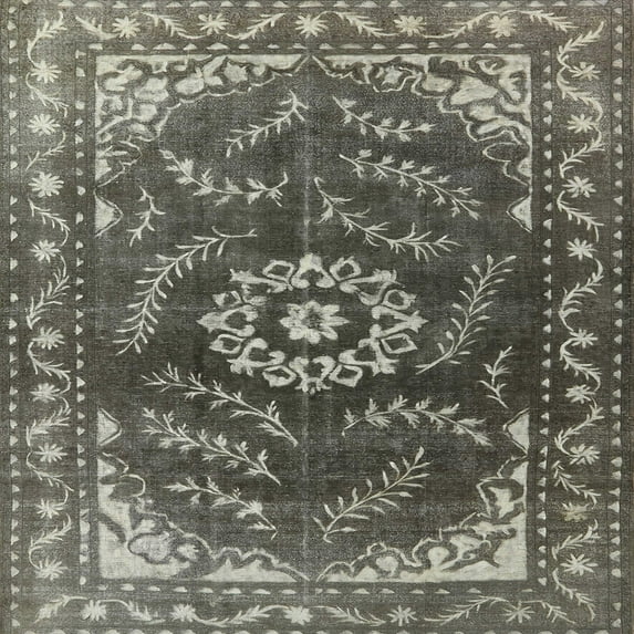 Ahgly Company Machine Washable Indoor Square Industrial Modern Western Charcoal Gray Area Rugs, 7' Square