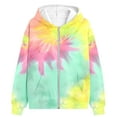 thumbnail image 3 of SGFCWSX Girls Full Zip Hoodie Kids Fleece Sweatshirt with Pockets Tie Dyeing Tops Green Size 7 Years, 3 of 3