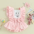 thumbnail image 2 of Bagilaanoe Newborn Baby Girl Easter Rompers Dress Print Fly Sleeve Bodysuits 3M 6M 9M 12M Infant Patchwork A-line Dresses, 2 of 7
