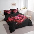 thumbnail image 3 of Castle Fairy Red Butterfly 7Pcs Bedding Comforter Set for Teens Women Men,Romantic Vintage Queen Bedding Sets Super Cozy,Love Heart Print Queen Sheet Sets,Lightweight Room Decor, 3 of 7