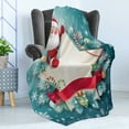 thumbnail image 4 of Christmas Soft Flannel Fleece Blanket, Santa Claus Star Banner Snowflakes Ribbon and Candy Cane Tree Winter Season Theme, Cozy Plush for Indoor and Outdoor Use, 50" x 70", Red White, by Ambesonne, 4 of 5