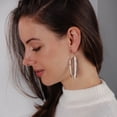 thumbnail image 2 of Humble Chic Palm Leaf Dangle Earrings - Long Boho Dangles, Silver - 3 inch, 2 of 8