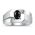 thumbnail image 1 of RYLOS Men's Rings Sterling Silver Ring Classic Solitaire 7X5MM Oval Shape Gemstone Designer Band Onyx October Birthstone Rings For Men Size 9, 1 of 5