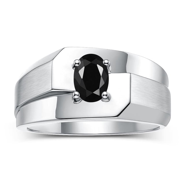 RYLOS Men's Rings Sterling Silver Ring Classic Solitaire 7X5MM Oval Shape Gemstone Designer Band Onyx October Birthstone Rings For Men Size 9