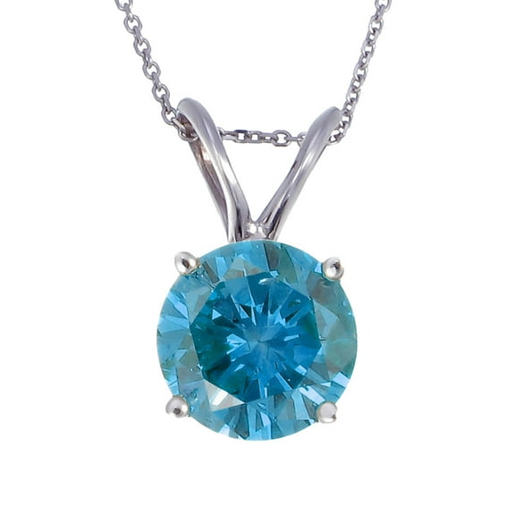 Vir Jewels 1.40 CTTW Blue Diamond Solitaire Pendant Necklace 14K White Gold Round and Chain