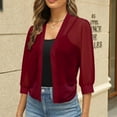 thumbnail image 6 of Women 2024 Puff Sleeve Bolero Open Front Summer Cropped Sheercardigan Casual Jacket Coat, 6 of 6