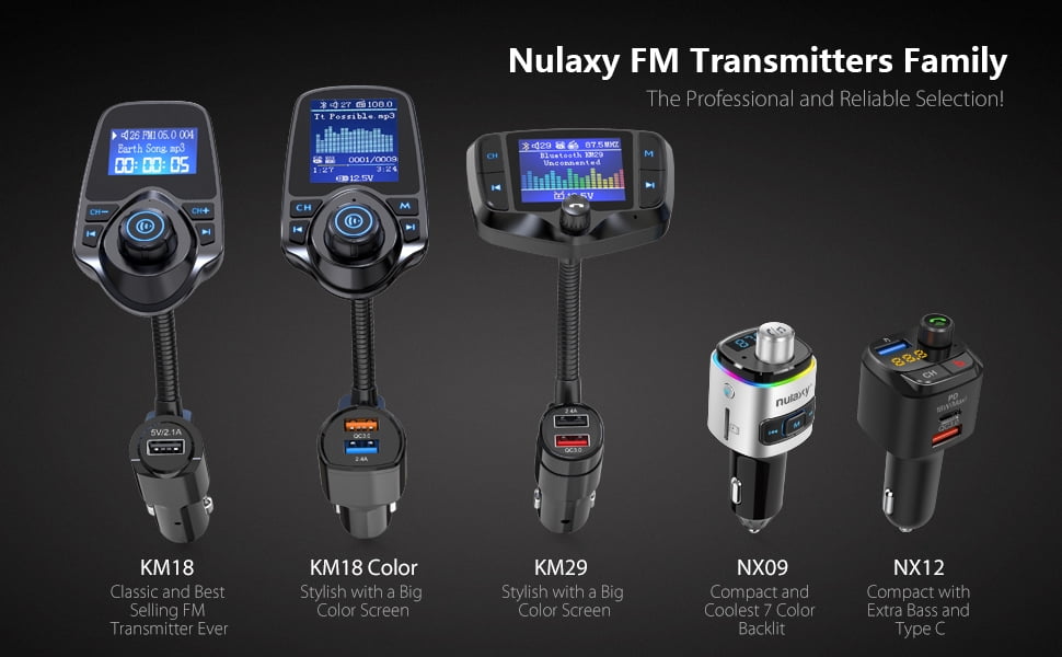 Nulaxy Wireless in-Car Bluetooth FM Transmitter Radio Adapter ...