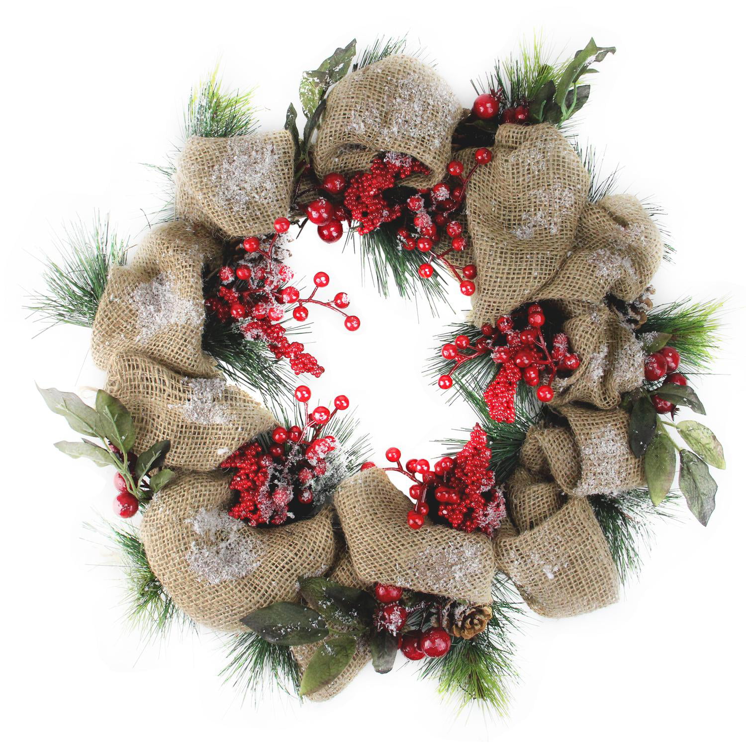 18" Snow Dusted Country Rustic Artificial Christmas Wreath with and Pine Cones - Unlit - Walmart.com
