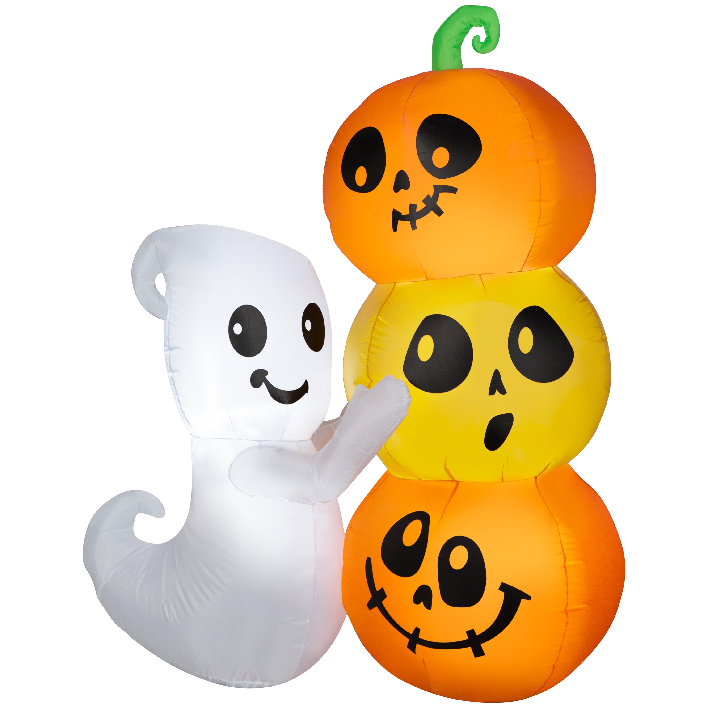 Airblown Inflatables Cute Ghost with Pumpkin Stack, 5'
