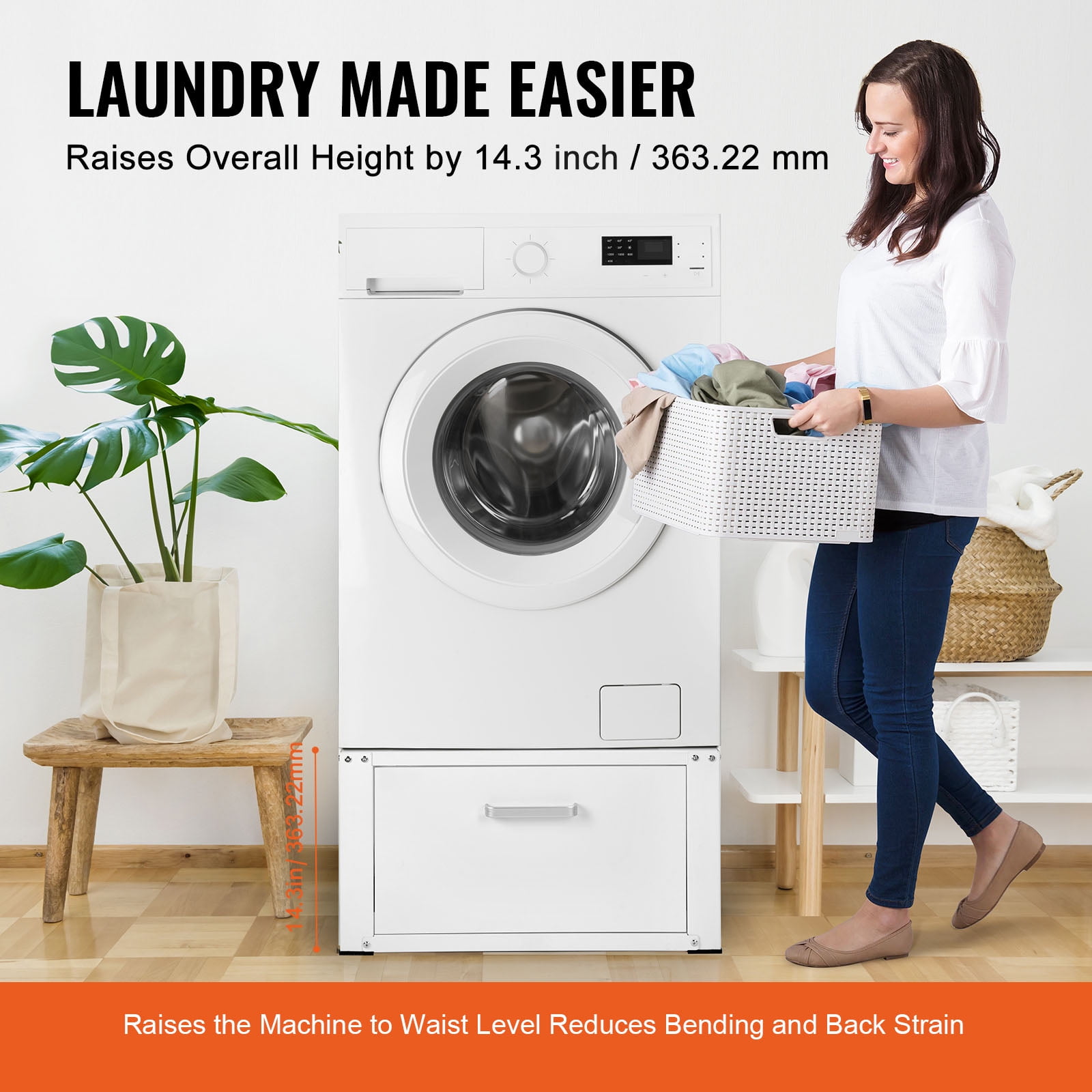 KFFKFF 27" Laundry Pedestal Wide Universal for Washer Dryer Stand Platform