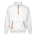 thumbnail image 7 of FSYBOA Boys Fleece Sweatshirt, Loose Fit Collared Kangaroo Pockets Quarter Zip Kids Fall Pullover Top White Size 9-10T, 7 of 7
