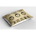 thumbnail image 2 of Ambesonne Geek Pillow Sham 2 Pack, Male Face Moustache Hair, 36"x20", Eggshell Beige and Black, 2 of 3