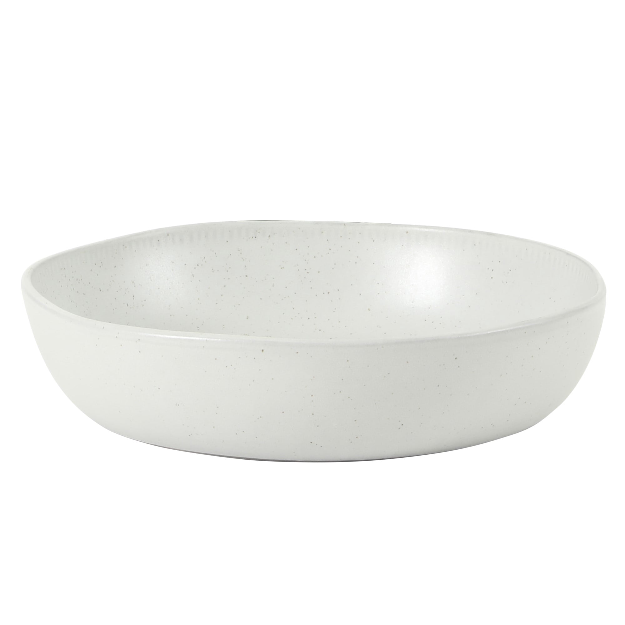 Gibson Elite Menlo Park 16-Piece Pottery Clay Stoneware Dinnerware Set – White Reactive Glaze, Embossed Plates and Bowls W/ Pasta Bowl, Service for 4 – Microwave & Dishwasher Safe