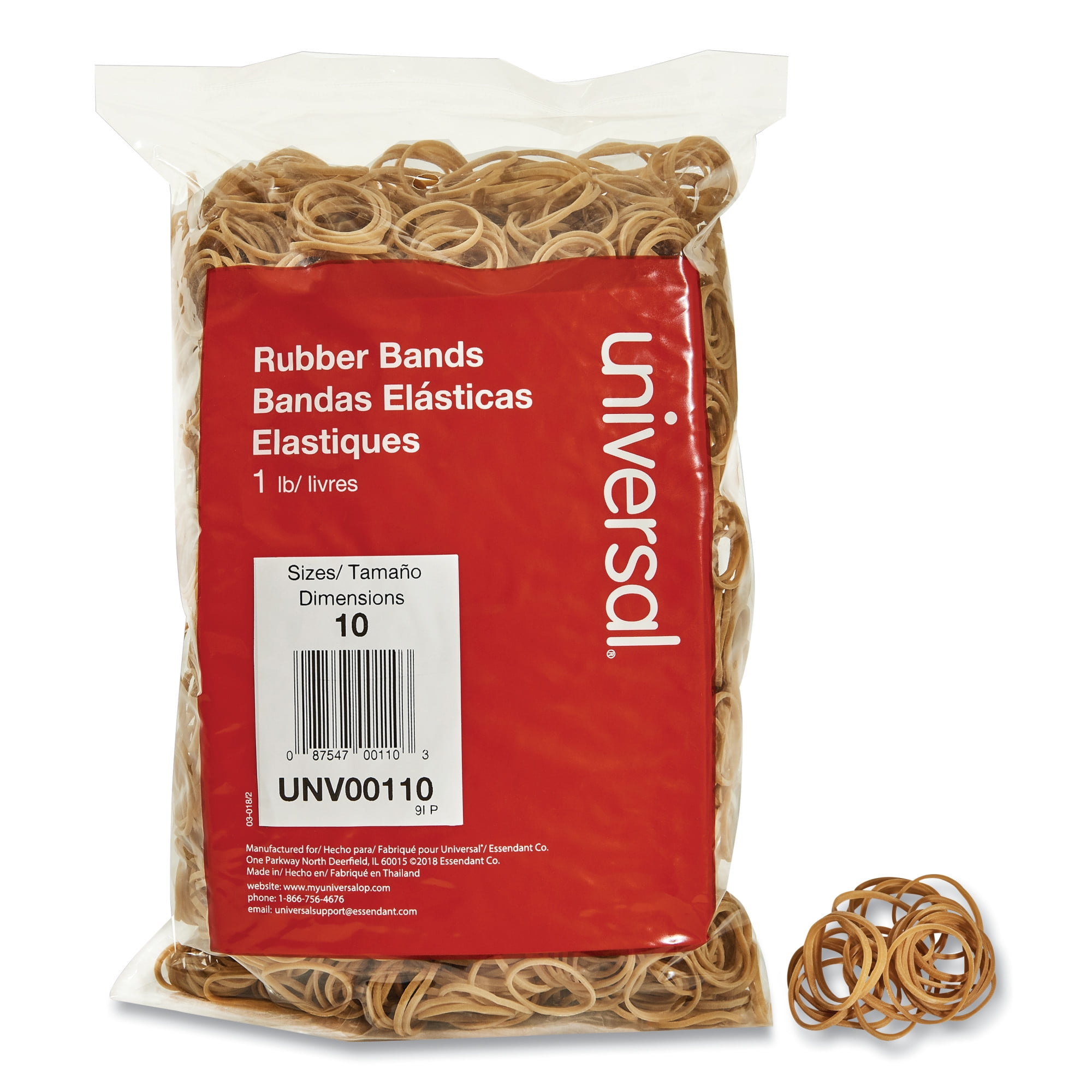 Universal Rubber Bands, Size 10, 0.04" Gauge, Beige, 1 lb Box, 3,400