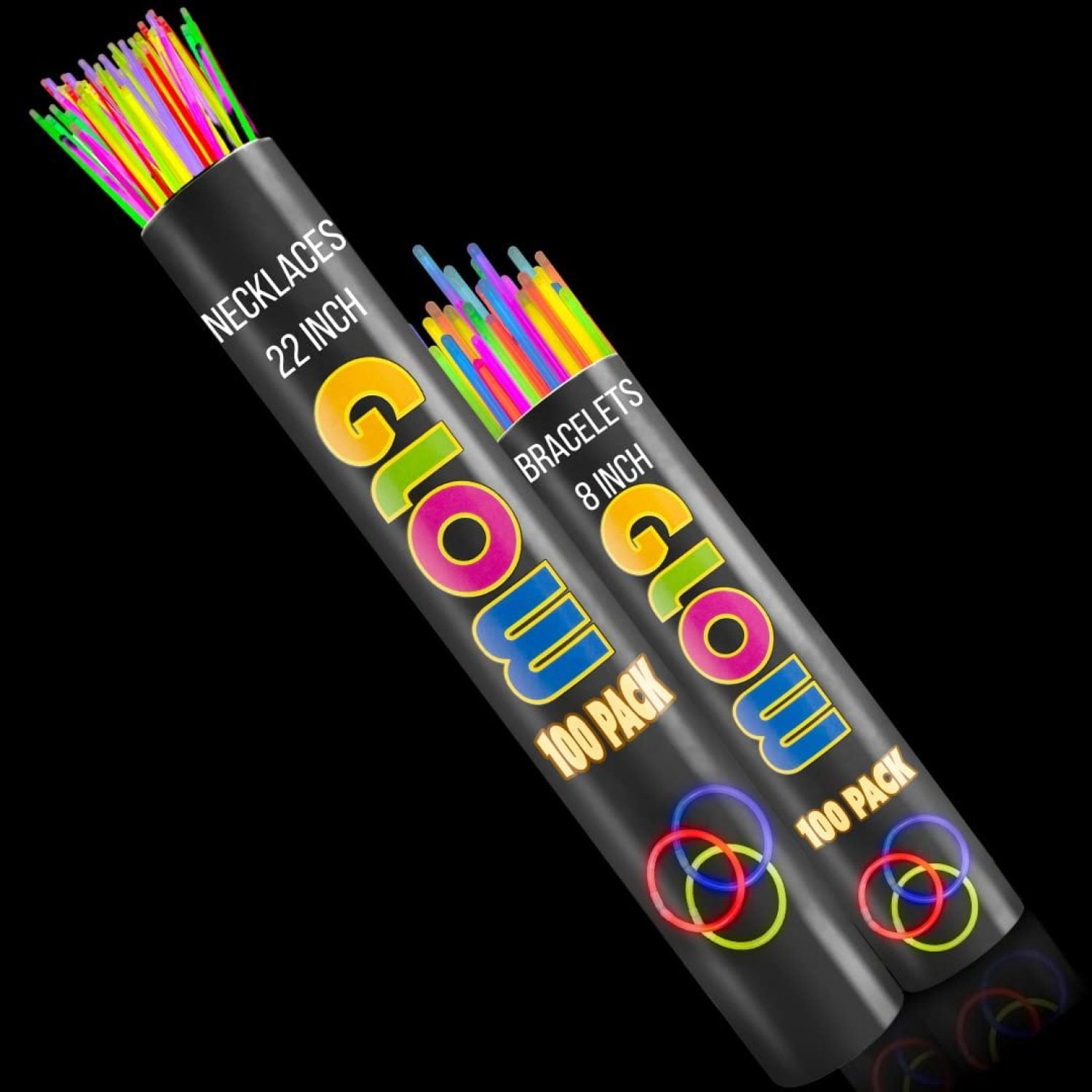 100 Pcs Glow Sticks, 20cm Multicolor Fluorescent Bracelets With Connectors  For Making Necklaces, Bracelets, Glasses, Hairpin (120 Pcs Accessories)