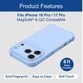 thumbnail image 3 of onn iPhone 18 Pro and iPhone 17 Pro Phone Case with MagSafe, Blue, 3 of 9