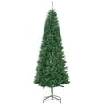 thumbnail image 2 of HomCom Green Unlit Full Slim Noble Fir Hinged Artificial Christmas Tree, with Realistic Plastic Branches including 865 Tips 7', 2 of 9