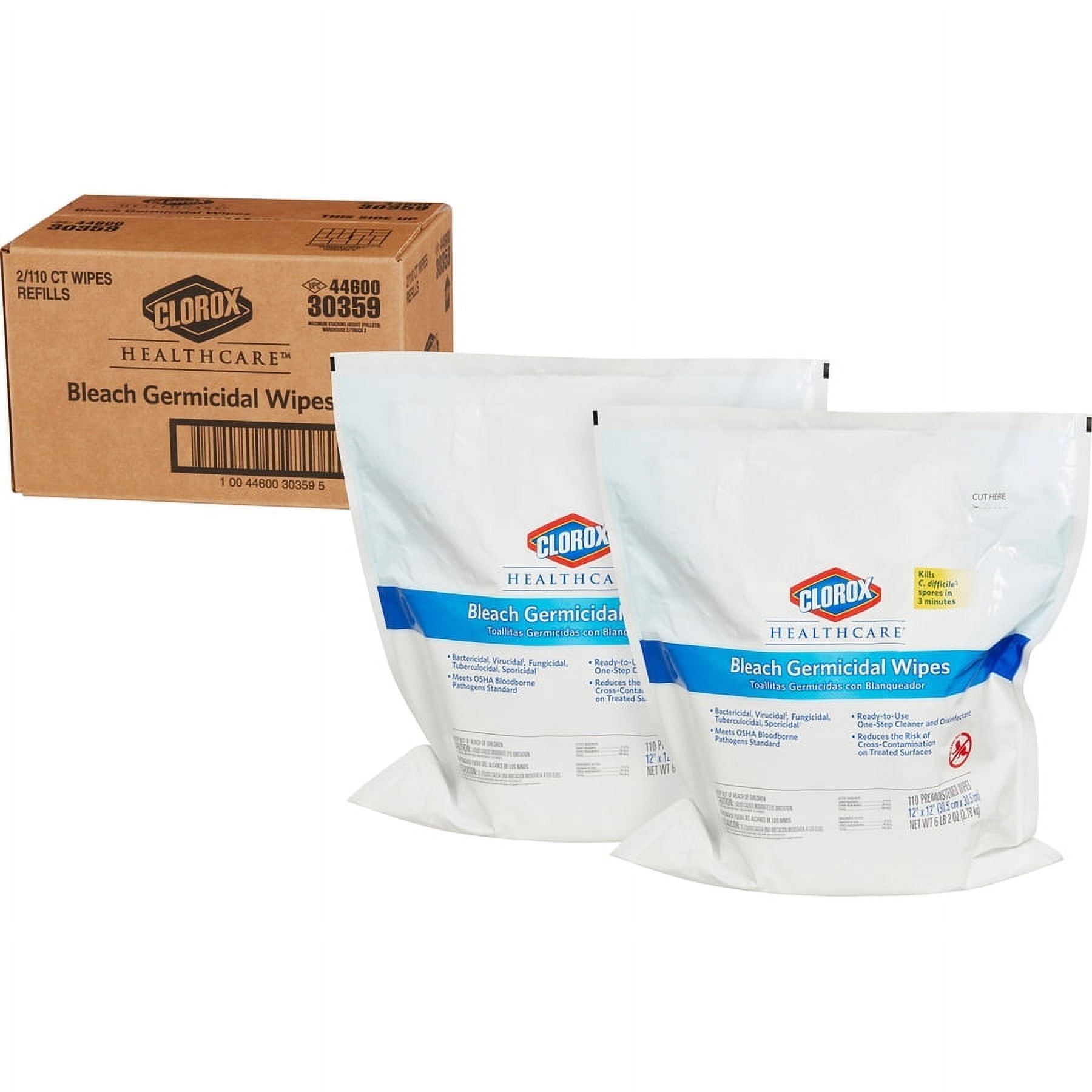 Clorox Healthcare, CLO30359, Bleach Germicidal Wipes Refill, 1 Each, White