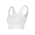 thumbnail image 2 of Gzhioc Women's Summer Mini Sling Vest White Sleeveless Backless U Neck Drawstring Camisole, 2 of 8