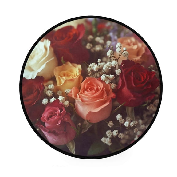 BZSMCE Round Decorative Floor Mat Roar Of Color Pattern 36.2IN