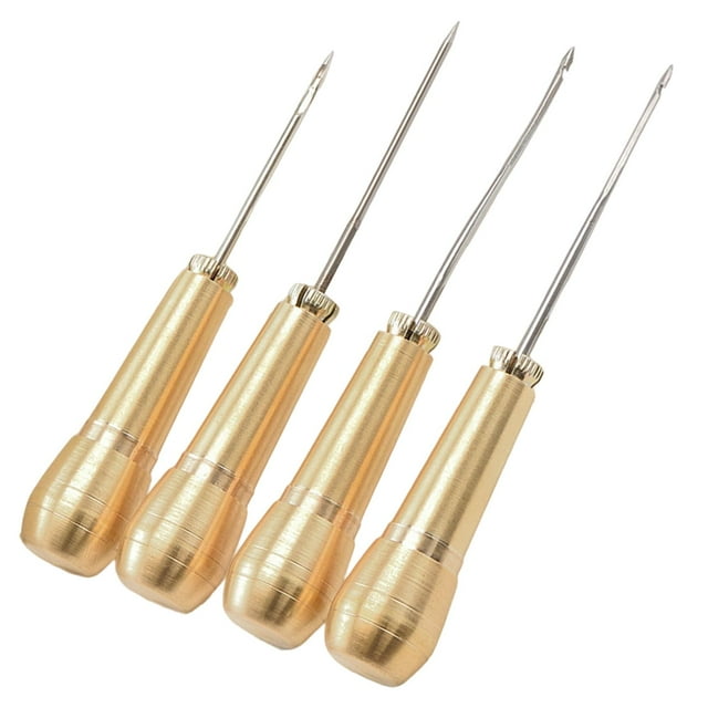 Rongfmy 4 Pieces Canvas Leather Sewing Awl, Leather Sewing Needle Awl Hand Stitch with 4